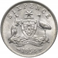 Купить Австралия 6 пенсов (pence) 1954