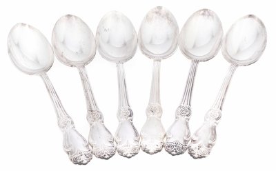 Купить Набор из 6 столовых ложек "Серебряная роза", мельхиор, Кольчугинский металлургический завод , СССР, 1970-1990 гг.