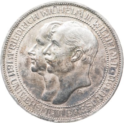 купить Германия (Империя) 3 марки (mark) 1911 A Бреславский университет