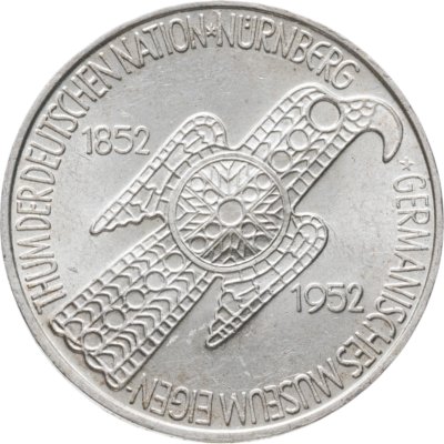 купить Германия, ФРГ 5 марок 1952 "100 лет Нюрнбергскому музею"