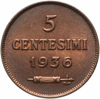 купить Сан-Марино 5 сентесимо 1936 (VF)