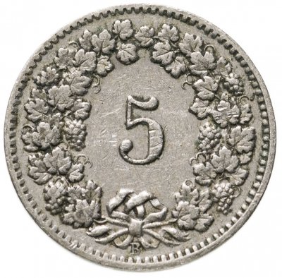 купить Швейцария 5 раппенов (rappen) 1908