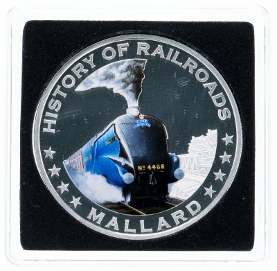 купить Либерия 5 долларов 2011 "История железных дорог - поезд Mallard", в футляре с сертификатом