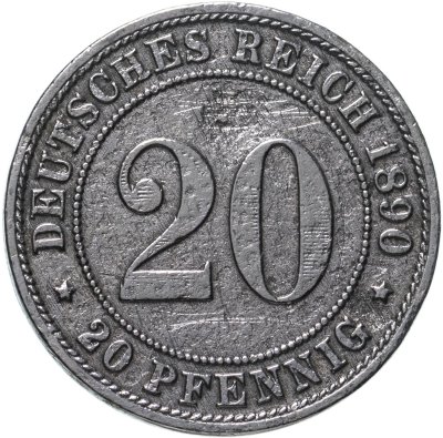 купить Германия 20 пфеннигов (pfennig) 1890 A знак монетного двора: "A" - Берлин