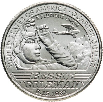 купить США 1/4 доллара (25 центов, квотер) 2023 P Американские женщины - Летчица Бесси Колман (6-я)