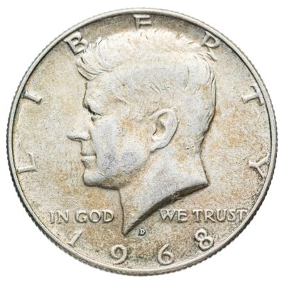 купить США 50 центов (1/2 доллара, half dollar) 1968 D Kennedy Half Dollar (Кеннеди) знак монетного двора "D" - Денвер