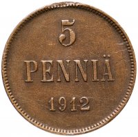 Купить 5 пенни 1912, монета для Финляндии