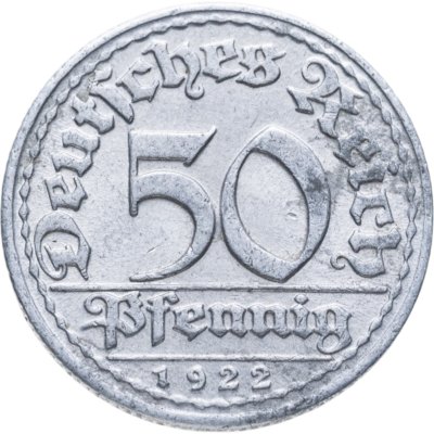 купить Германия (Веймарская республика) 50 пфеннигов 1922 "D"