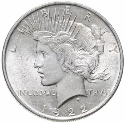 купить США 1 доллар (dollar) 1922 Peace Dollar (мирный доллар) без обозначения монетного двора
