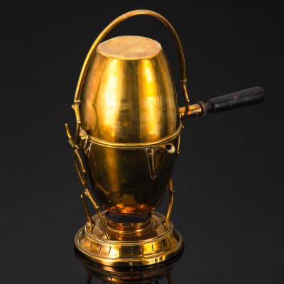 купить Кофеварка с горелкой в форме яйца, латунь, золочение, ручка - дерево, Франция, 1900-1930 гг.
