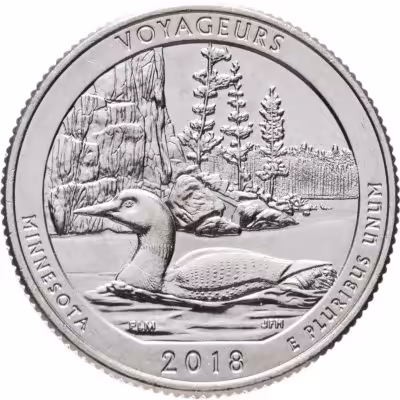 купить США 25 центов (квотер, 1/4 доллара, quarter dollar) 2018 Национальный парк Вояджерс, Миннесота знак монетного двора: "S" - Сан-Франциско