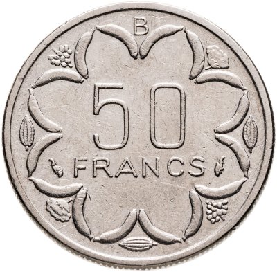 купить Центральная Африка (BEAC) 50 франков (francs) 1977 Отметка на реверсе "B" - Центральноафриканская Республика