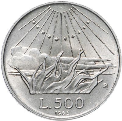 купить Италия 500 лир 1965 "700 лет со дня рождения Данте Алигьери"