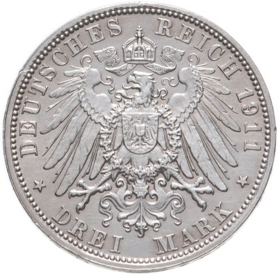 купить Германская империя (Бавария) 3 марки 1911 "90 лет со дня рождения Луитпольда Баварского"