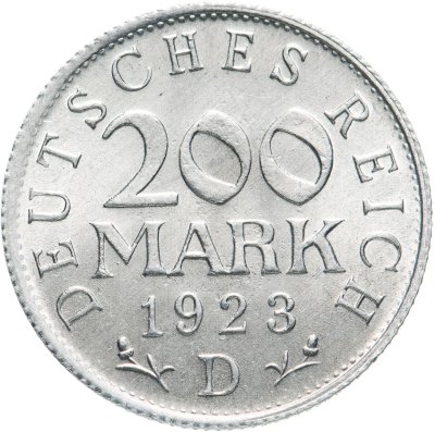 купить Германия 200 марок 1923 D знак монетного двора "D" — Мюнхен