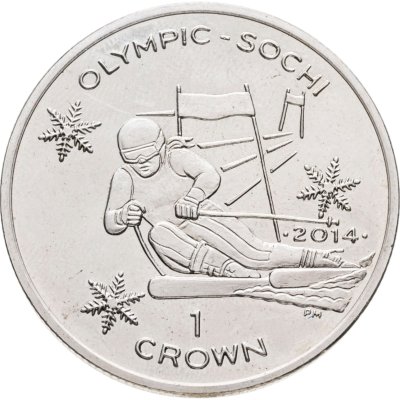 купить Остров Мэн 1 крона (crown) 2013 XXII зимние Олимпийские игры Сочи-2014 - Горнолыжный спорт