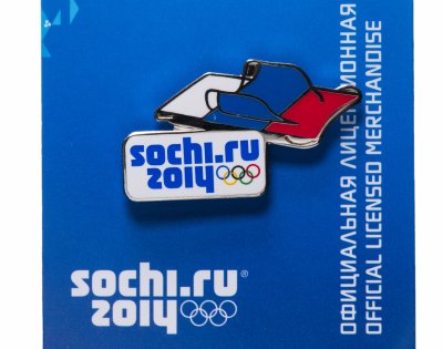 купить Значок РФ 2014г ОИ в Сочи "Спортивный Инвентарь", Сани для Скелетона, Цанга