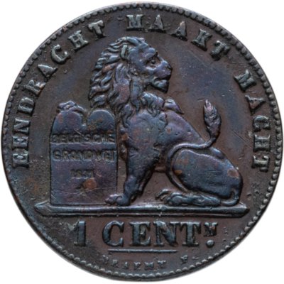 купить Бельгия 1 сантим (centime) 1907 Надпись на голландском - 'DER BELGEN'