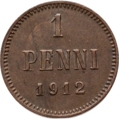 купить 1 пенни 1912, монета для Финляндии
