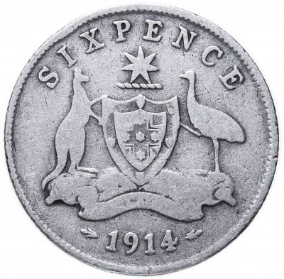 купить Австралия 6 пенсов (pence) 1914