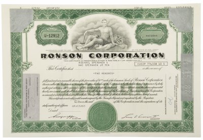 купить Акция США RONSON CORPORATION, 1983 г.