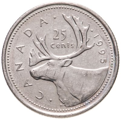 купить Канада 25 центов (cents) 1995 Королева средних лет