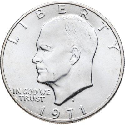 купить США 1 доллар 1971 S доллар Эйзенхауэра (Лунный доллар) серебро, знак монетного двора "S" - Сан-Франциско