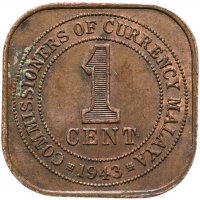 купить Малайя 1 цент (cent) 1943
