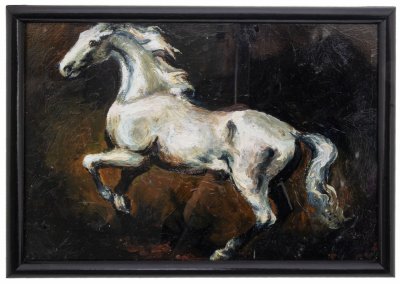 купить Картина "Серый конь", оргалит, масло, СССР, 1989 г.