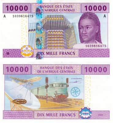 купить Центральная Африка 10000 франков 2002 (Pick 410Ac) (Габон)