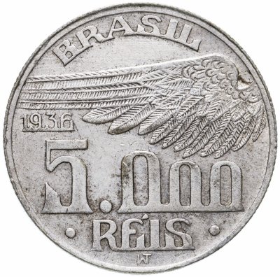 купить Бразилия 5000 реалов (рейс, reis) 1936