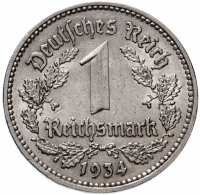купить Германия, Третий рейх 1 рейхсмарка (reichsmark) 1934 А (Берлин)