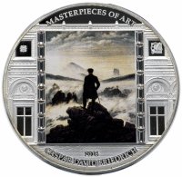 Купить Острова Кука 20 долларов 2016 "Шедевры живописи - Каспар Давид Фридрих - Странник над морем тумана", в футляре с сертификатом