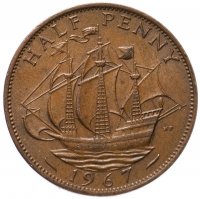 Купить Великобритания 1/2 пенни (penny) 1967