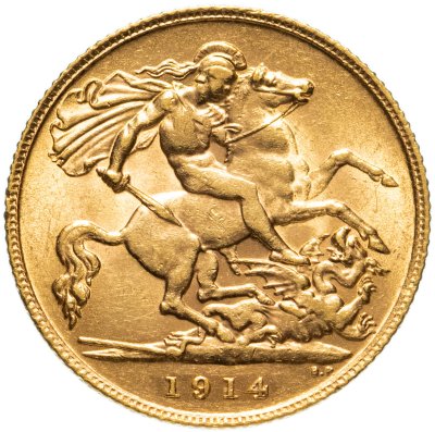 купить Великобритания 1/2 соверена (полсоверена, half sovereign) 1914