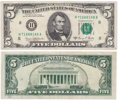 купить США 5 долларов 1969С год (Pick 450d) H-Сент Льюис