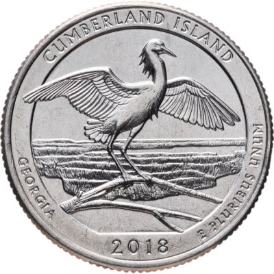 купить США 25 центов (квотер, 1/4 доллара, quarter dollar) 2018 P Национальный парк остров Камберленд, Джорджия знак монетного двора: "P" - Филадельфия