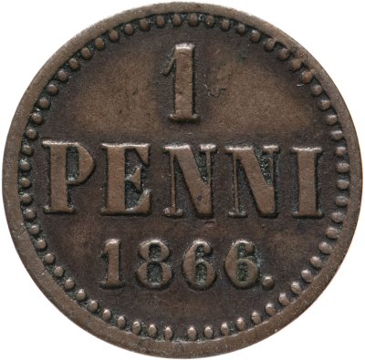 купить 1 пенни (penny) 1866 монета для Финляндии