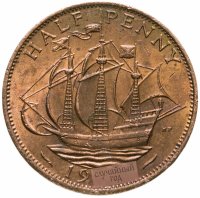 купить Великобритания 1/2 пенни (penny) 1954-1970, случайная дата