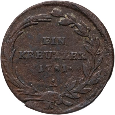 купить Австрия 1 крейцер 1781, знак монетного двора "A" - Вена