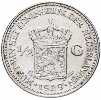 купить Нидерланды 1/2 гульдена 1929 Вильгельмина