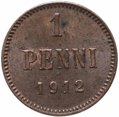купить 1 пенни 1912, монета для Финляндии