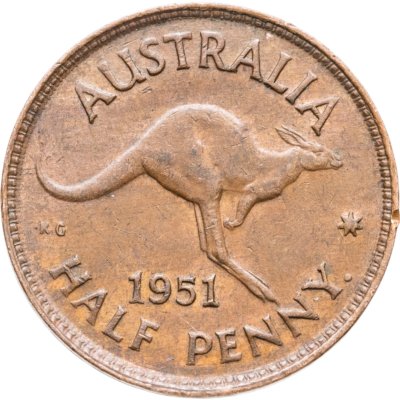 купить Австралия 1/2 пенни (penny) 1951 Точка после "PENNY"