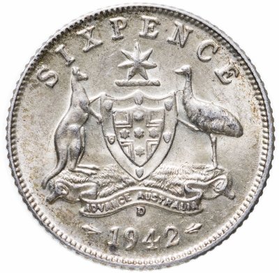 купить Австралия 6 пенсов (pence) 1942 D