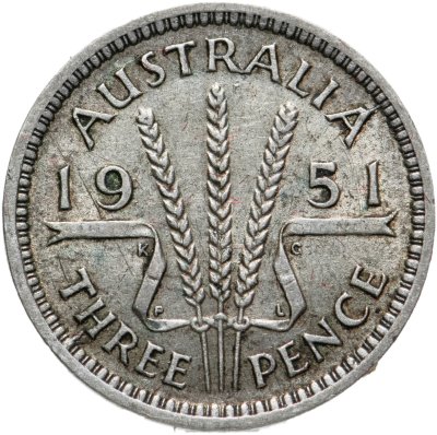 купить Австралия 3 пенса (pence) 1951 PL знак монетного двора: "PL" - Лондон
