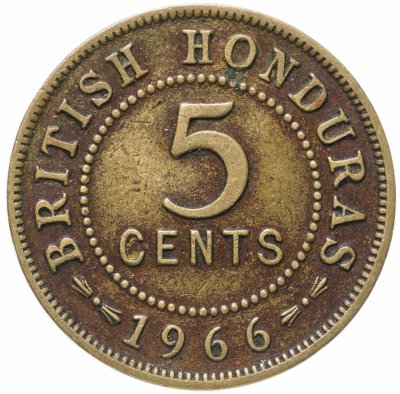 купить Британский Гондурас 5 центов (cents) 1966