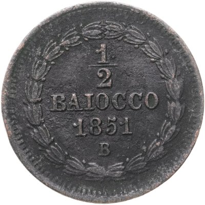 купить Папская область 1/2 байокко, 1851