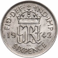 Купить Великобритания 6 пенсов 1942