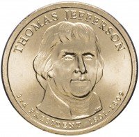 Купить США 1 доллар 2007 D "3-й президент США - Томас Джефферсон"