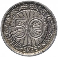 купить Германия (Веймарская республика) 50 рейхспфеннигов (reichspfennig) 1928 "А"